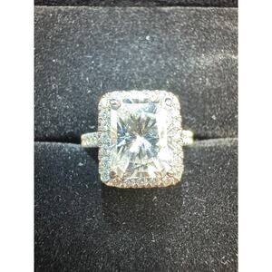 Charles & Colvard Forever One Radiant Cut Moissanite Ring 14k White Gold Sz 5.25